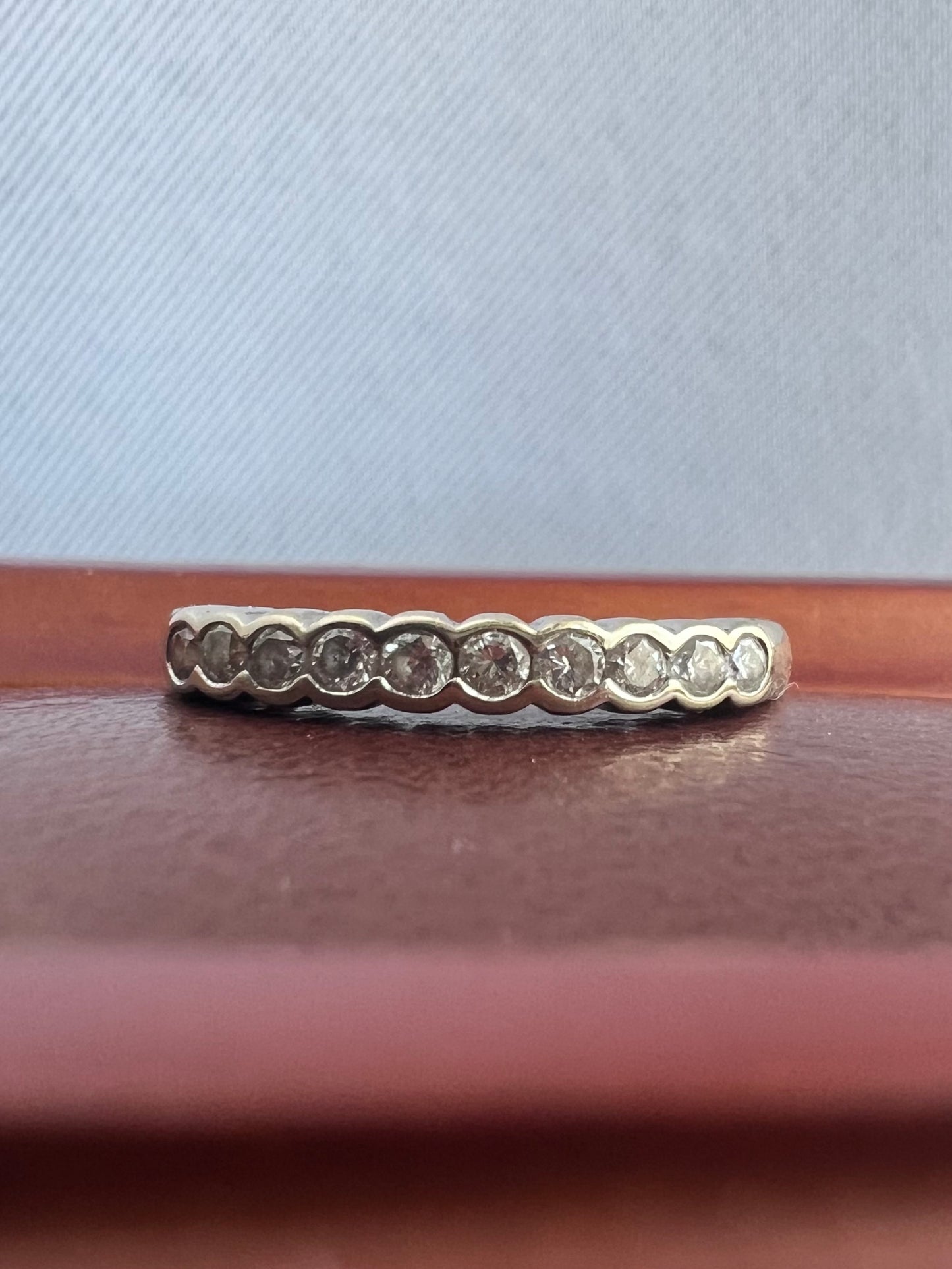 18ct White Gold Diamond Set Half Eternity Ring - L½