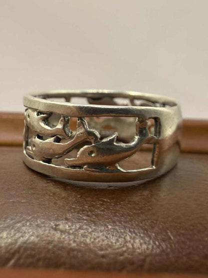 Quality 925 Sterling Silver Dolphin Ring • Size - U • 3.62 Grams