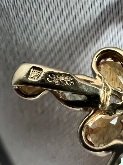 Unique 9ct Yellow Gold Multi Gem Set Cross Pendant - 2.73 Grams