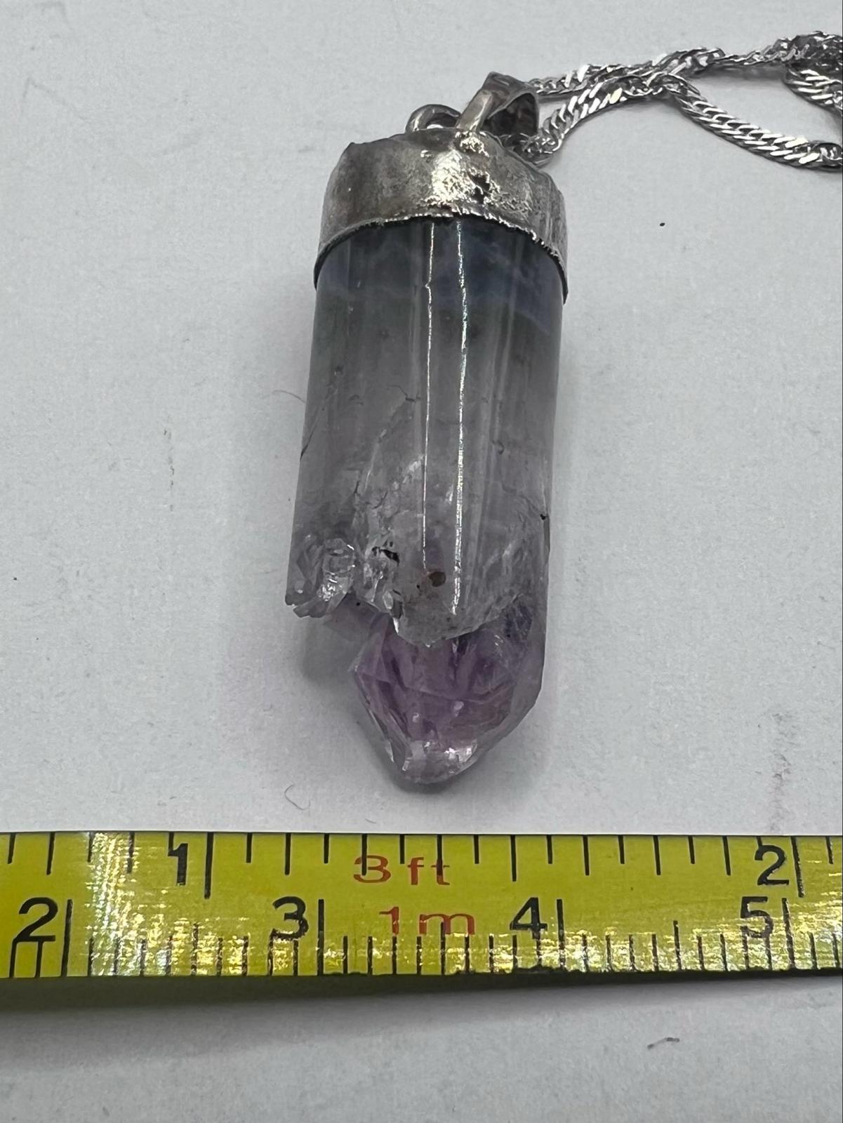Quality 925 Sterling Silver Amethyst Pendant & Chain Set - 9.24 Grams