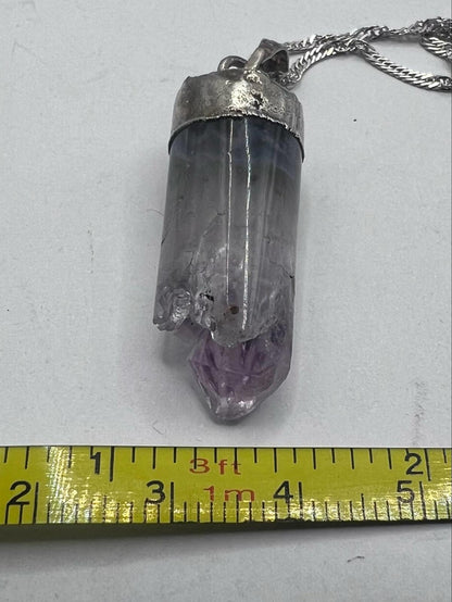 Quality 925 Sterling Silver Amethyst Pendant & Chain Set - 9.24 Grams