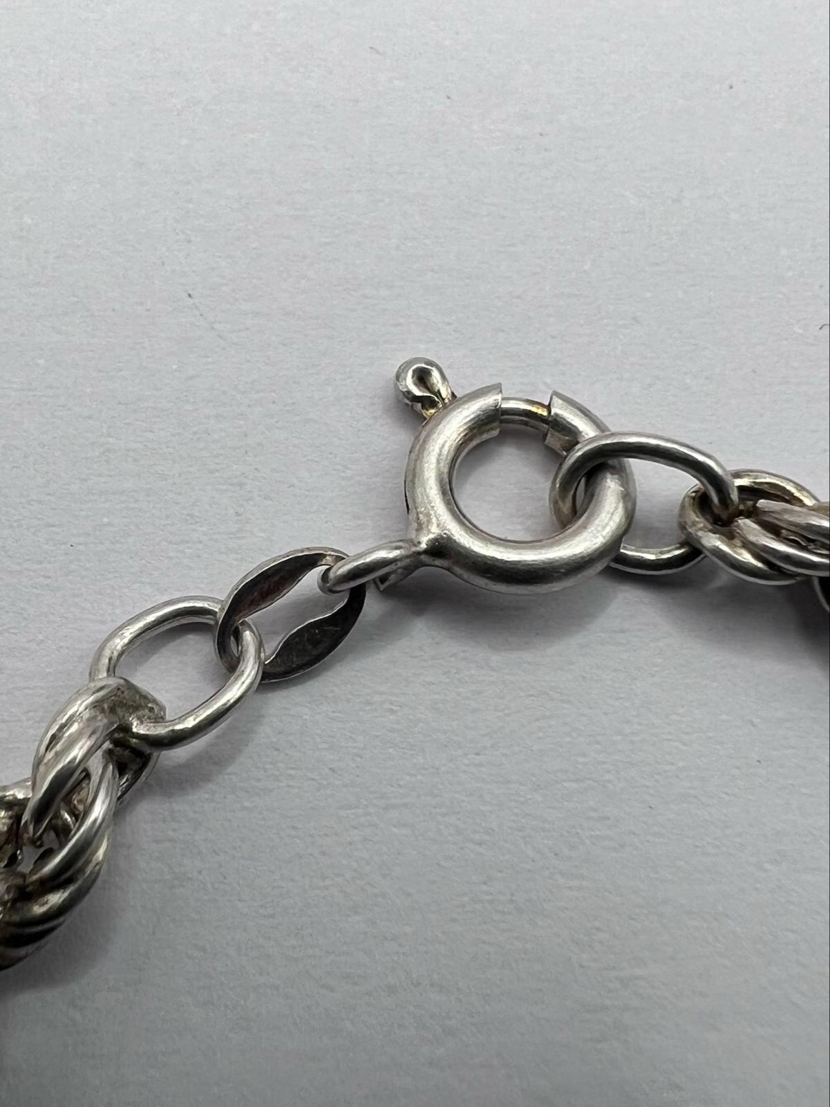 Italian 925 Sterling Silver Rope Bracelet - 6.24 Grams - 7"