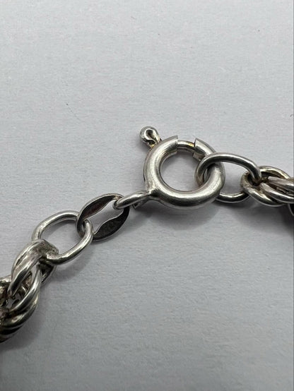 Italian 925 Sterling Silver Rope Bracelet - 6.24 Grams - 7"