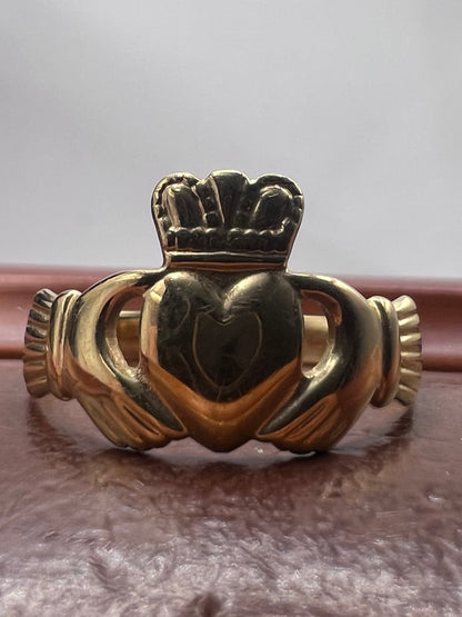 Genuine 9ct Yellow Gold Irish Claddagh Ring - N