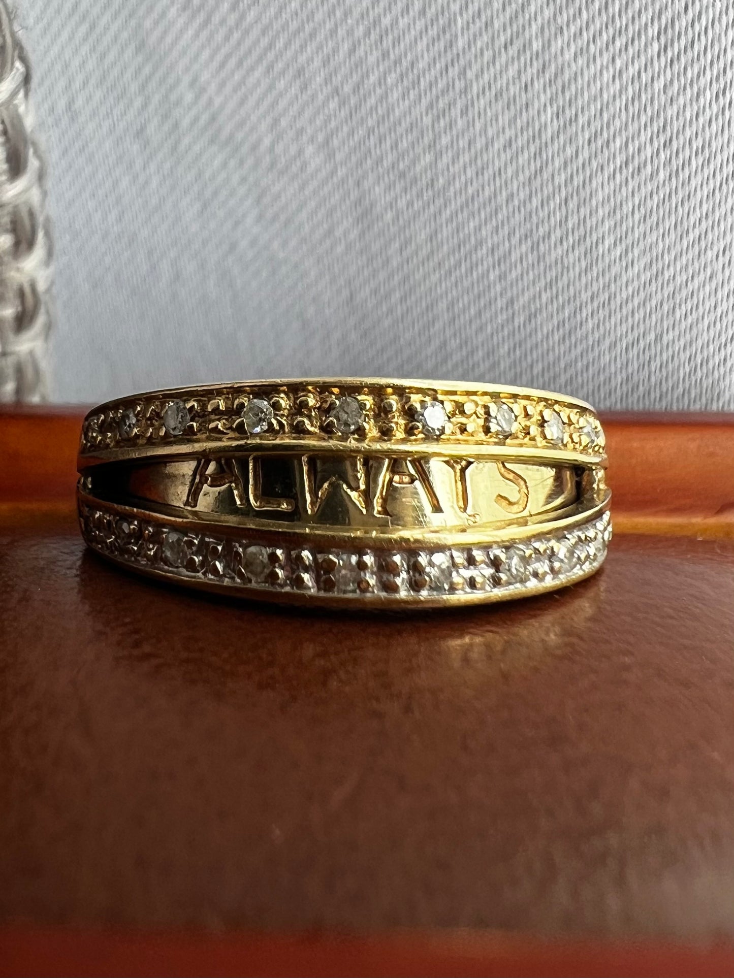 Quality 9ct Yellow Gold Secret “Always” 0.10ct Diamond Set Ring - M½