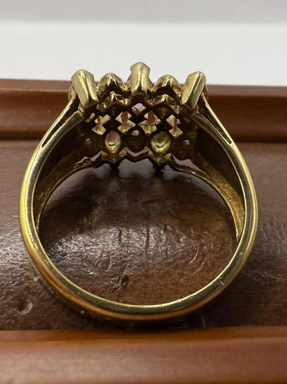 Quality 9ct Gold Multi Gem & Diamond Chip Set Ring • Size - N • 4.47 Grams
