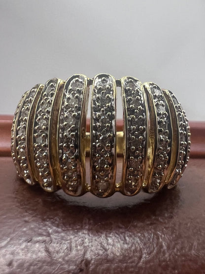 Quality 9ct Yellow Gold Diamond Set Cluster Ring - Q