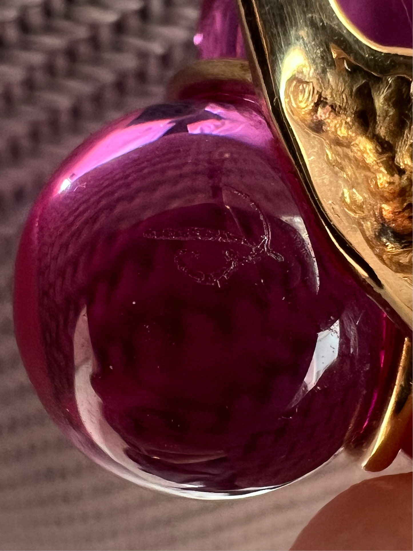 Baccarat 18ct Yellow Gold Purple Orb Trilogy Ring - M