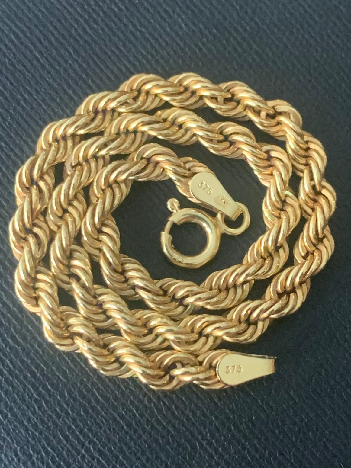 Quality 9ct Yellow Gold Rope Bracelet - 2.86 Grams - 7.75”