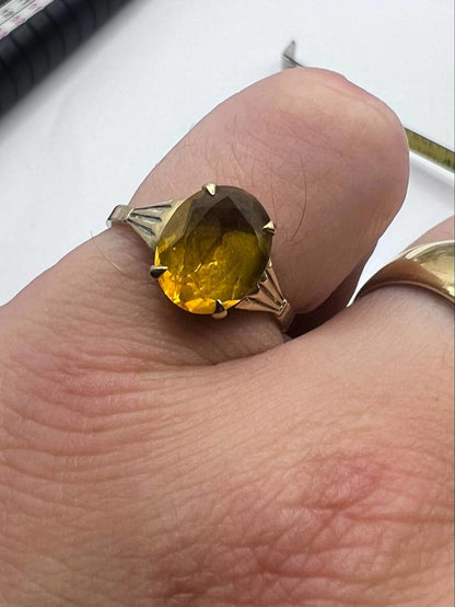 Vintage 9ct Yellow Gold Citrine Set Ring • Size - N  • 2.15 Grams