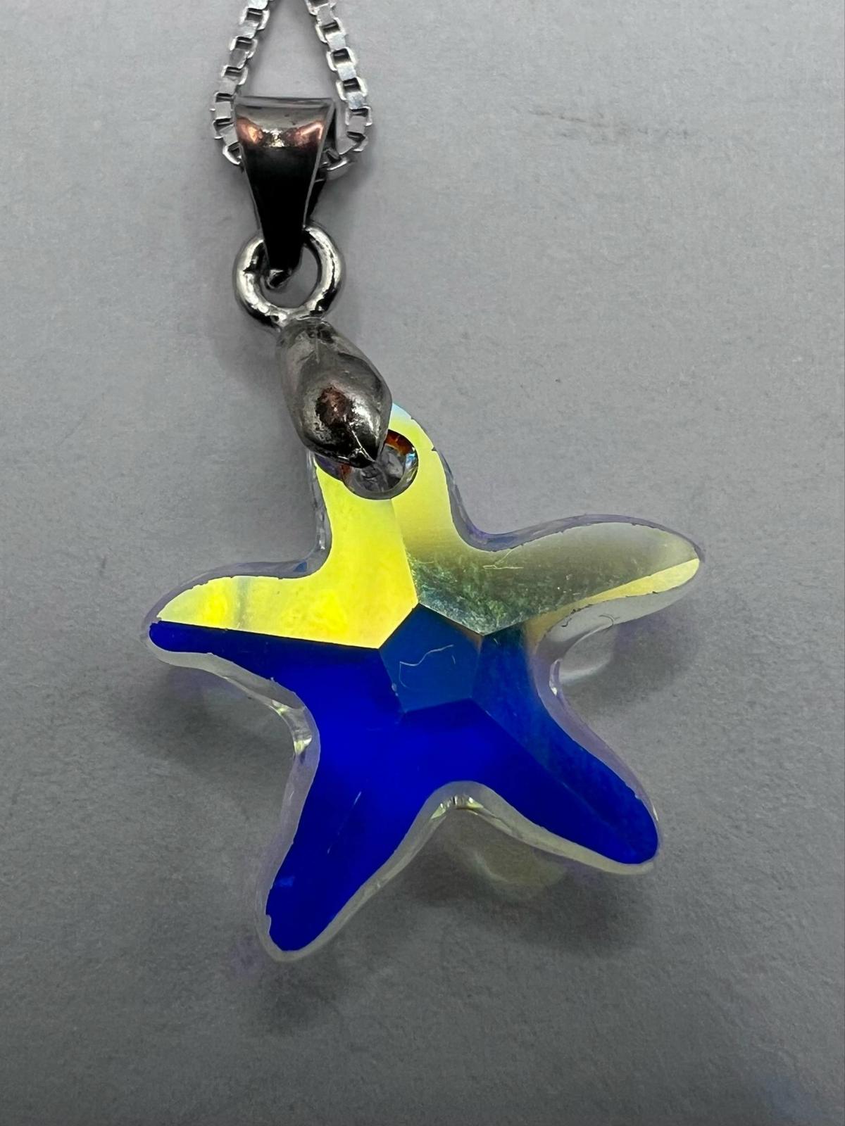 Quality 925 Silver Box Chain & 18ct GP Starfish Charm Set - 4.73 Grams - 18 Inch