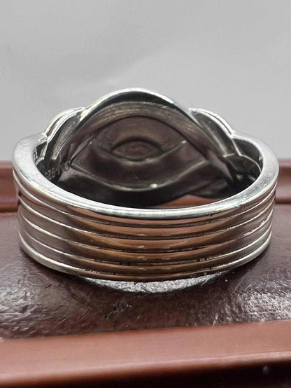 Quality 925 Sterling Silver Puzzle Ring • 7.95 Grams • Size - P