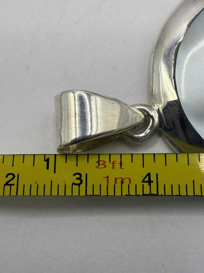 Quality 925 Sterling Silver Mother Of Pearl Set Pendant • 14.91 Grams