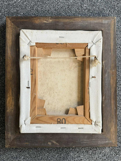 Vintage Still Life Oil Painting Of A Candle in Wooden Frame - Singed "PW"