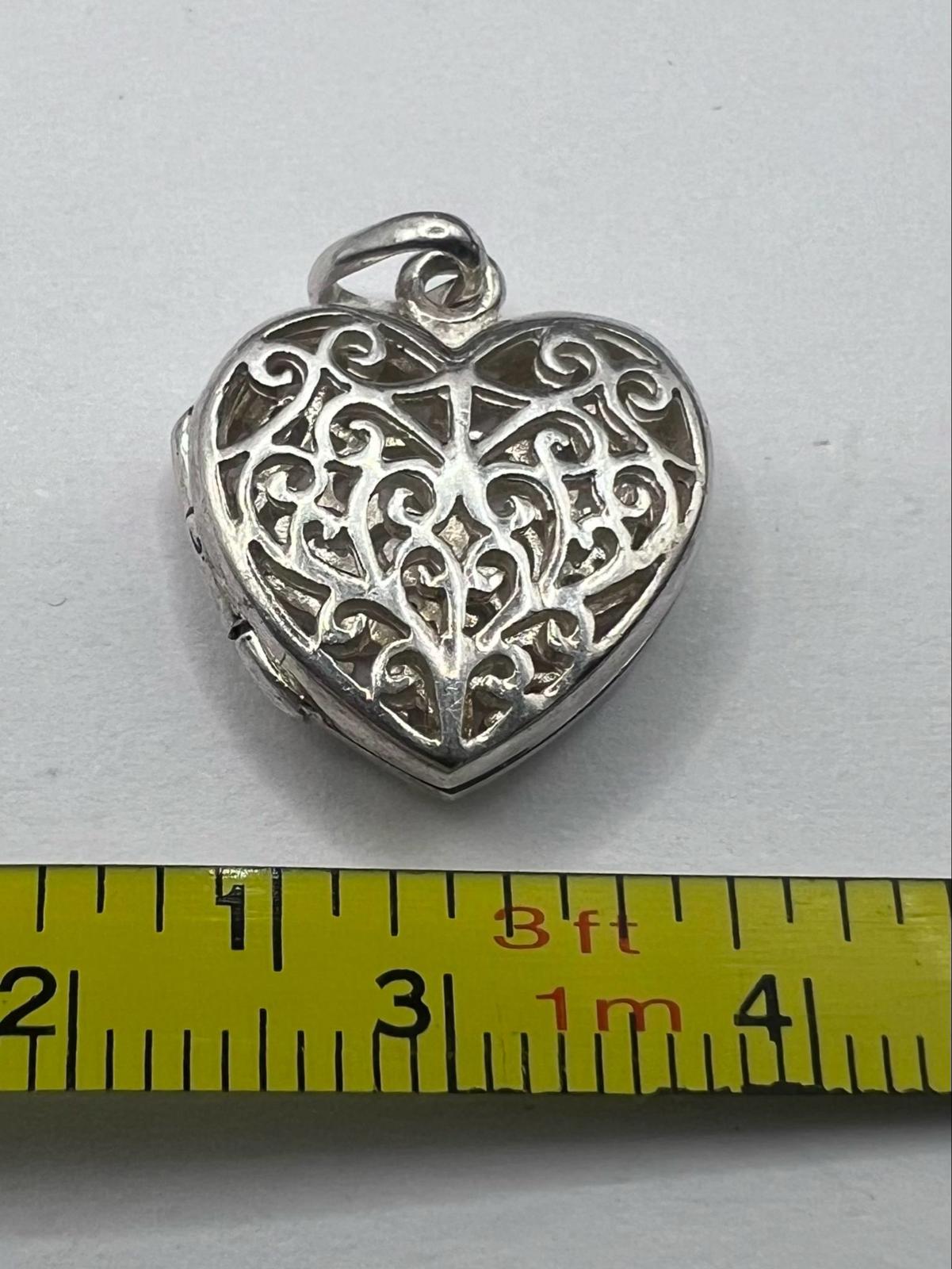 Quality 925 Sterling Silver Open Work Heart Locket - 3.50 Grams