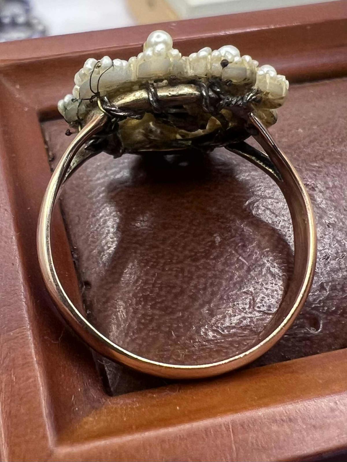 Antique Unusual 9ct Rose Gold Pearl Cluster Ring • 2.77 Grams • Size - P