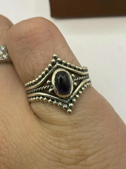 Quality 925 Sterling Silver Amethyst Set Ring • Size - L½ • 2.87 Grams