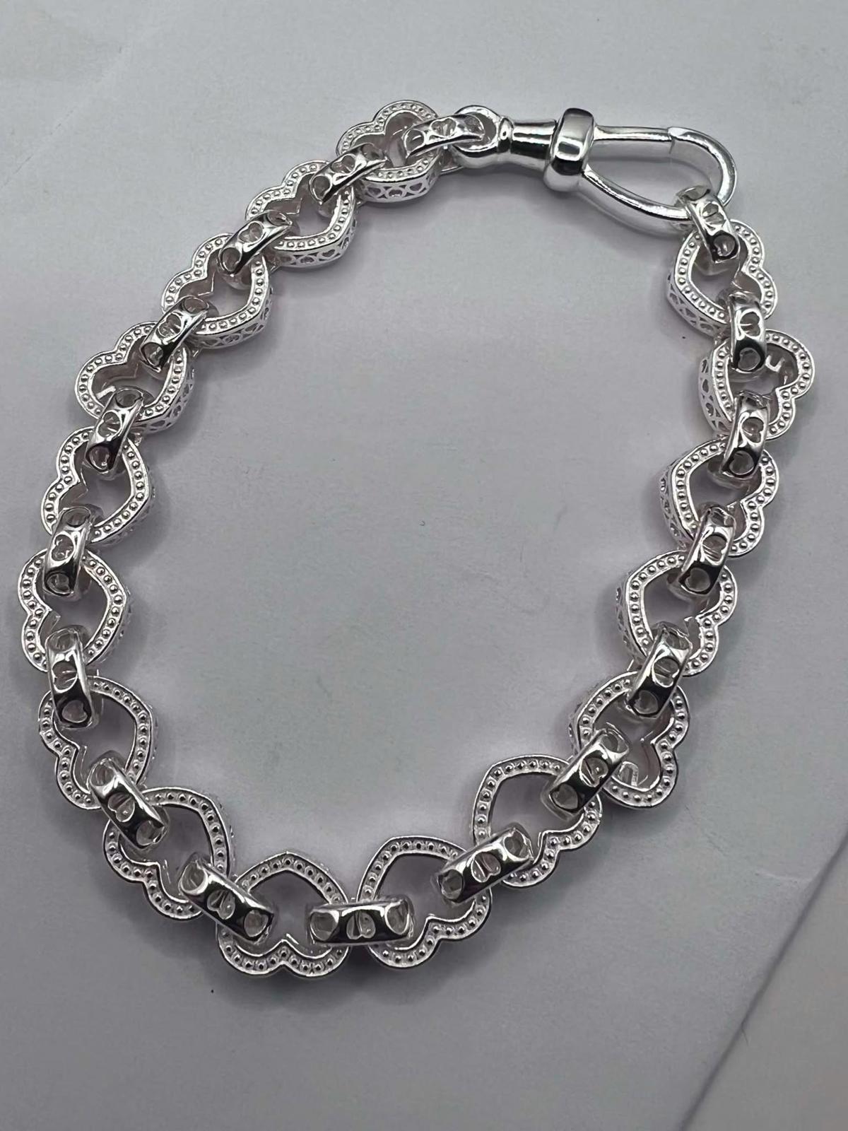 Quality 925 Sterling Silver Heart Link Bracelet - 16.36 Grams