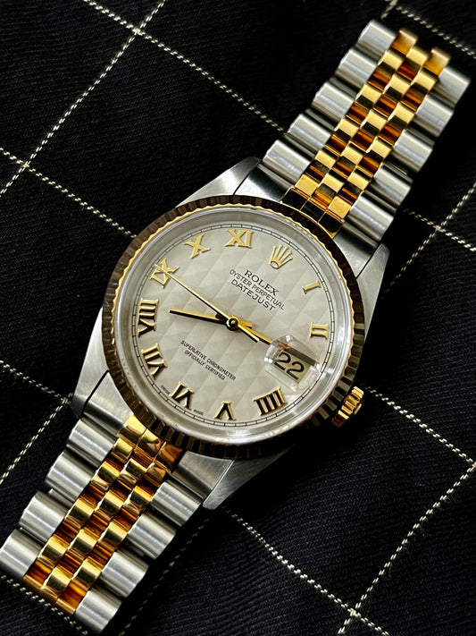 1995 Rolex Datejust 16233 Ivory Pyramid Dial - 36mm