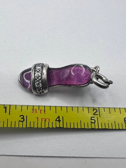 Quality 925 Sterling Silver Cz Set Slipper Pendant - 2.67 Grams