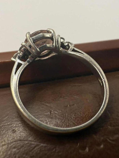 Quality 925 Sterling Silver Pink Stone Cluster Ring • 2.65 Grams • Size - P