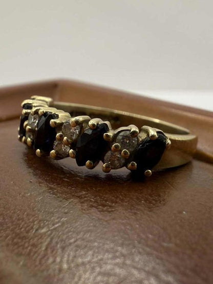 Vintage 9ct Yellow Gold Sapphire Set Ring • Size - O • 3.32 Grams