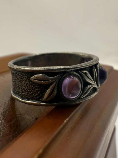 Quality 925 Sterling Silver Amethyst Set Trilogy Ring • 5.50 Grams • Size - R