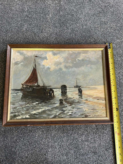 Vintage Impressionist Coastline Oil Painting - Signed "Mader"