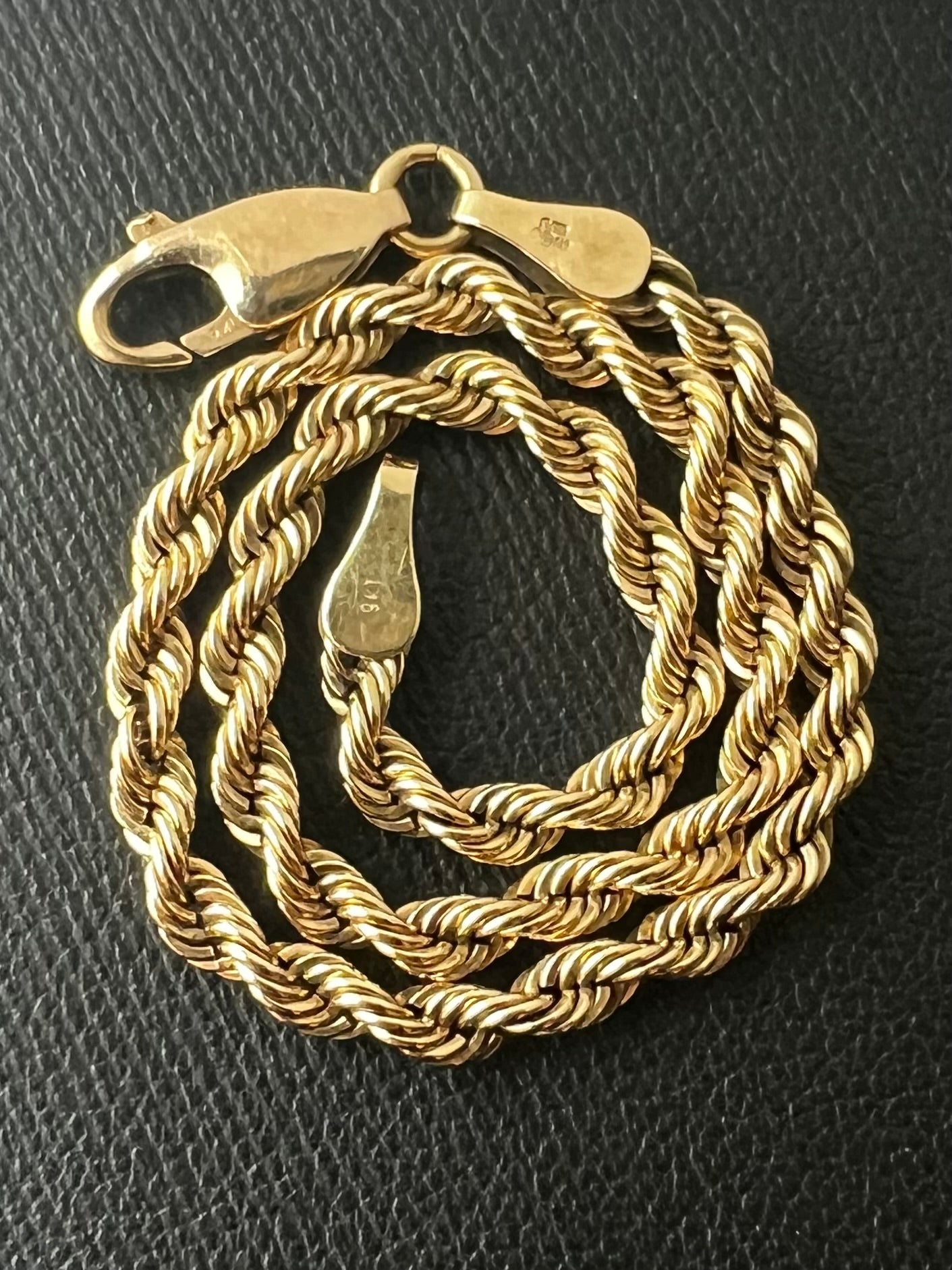 Vintage 9ct Yellow Gold Rope Bracelet - 4.64 Grams - 7.75”