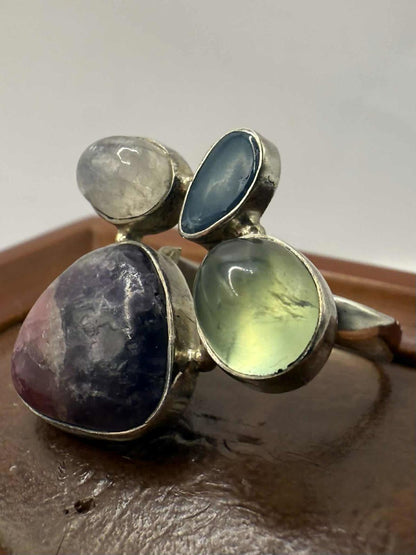 Quality 925 Sterling Silver Multi Stone Set Ring • 4.67 Grams • Size - M