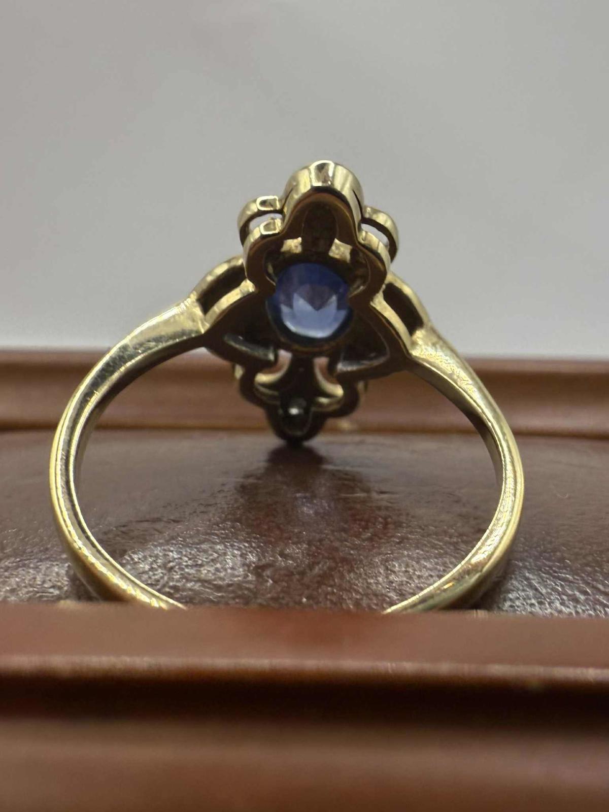Vintage 9ct Yellow Gold Pale Sapphire & Diamond Ring • Size - M • 2.27 Grams