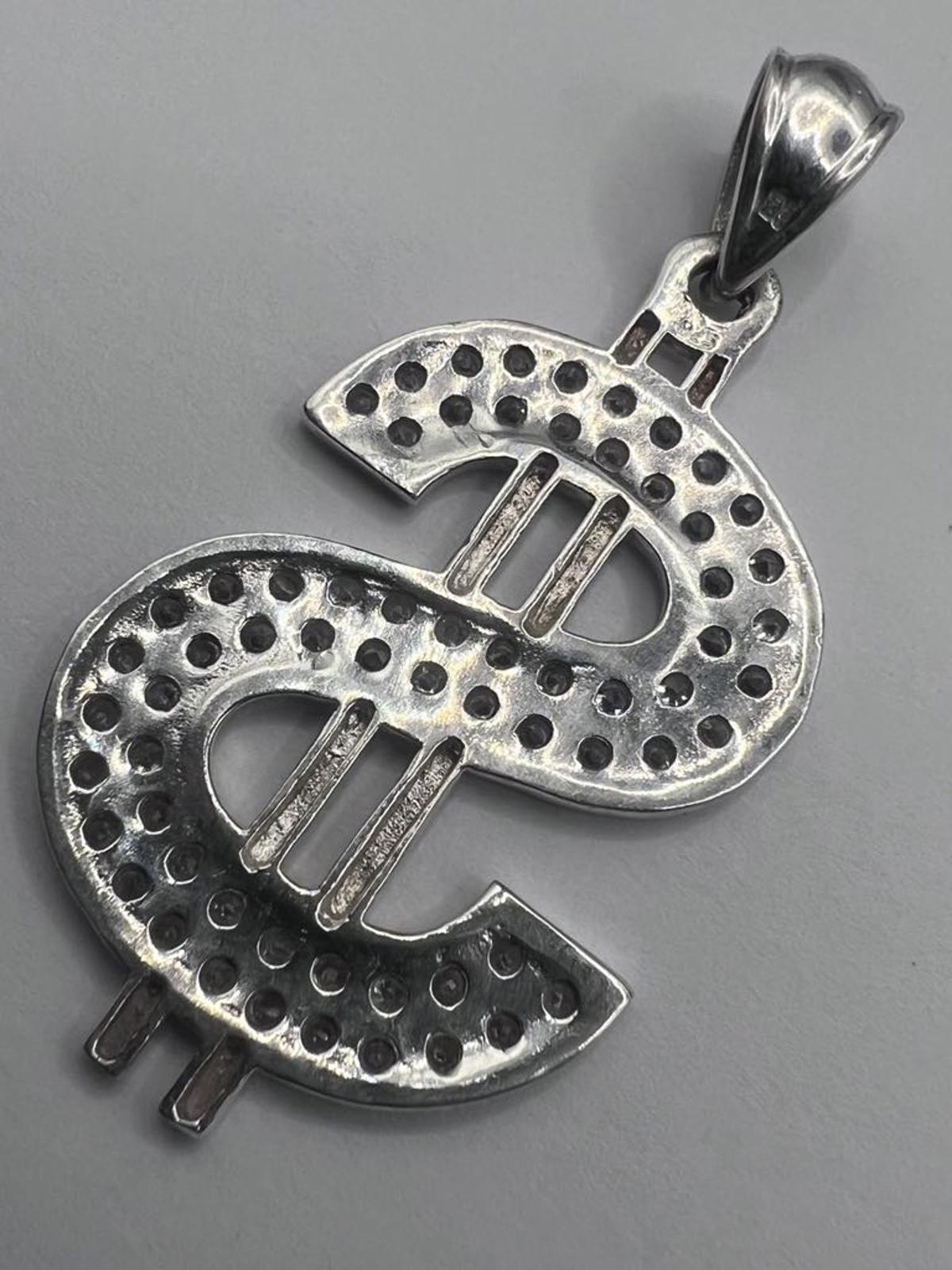 Quality 925 Sterling Silver Cz Set "$" Pendant- 9.70 Grams