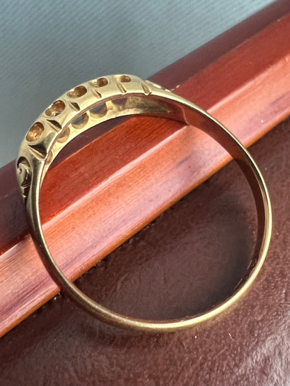 Antique 18ct Yellow Gold Sapphire & Diamond Ring - P½
