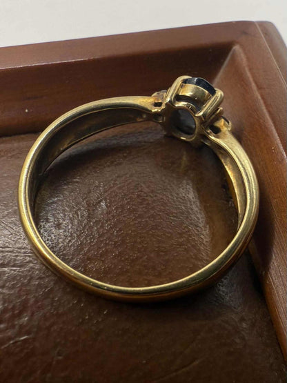 Quality 9ct Yellow Gold Sapphire & Diamond Ring • Size - N • 2.13 Grams