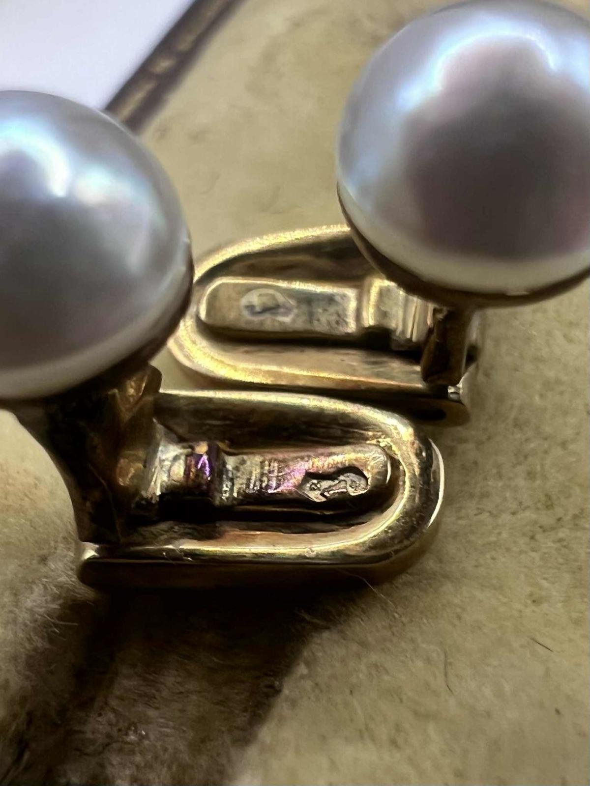 Vintage Austrian 14ct Yellow Gold Pearl Earrings - Original Box • 2.47 Grams