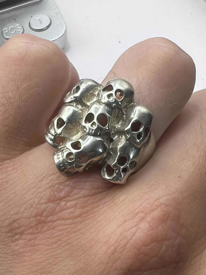 Quality 925 Sterling Silver Skull Ring • 10.68 Grams • Size - T
