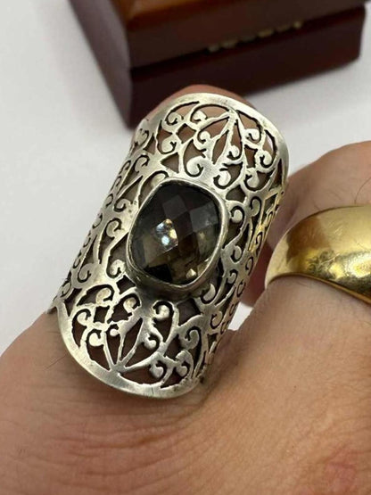 Quality 925 Sterling Silver Filigree Ring • 6.90 Grams • Size - L½