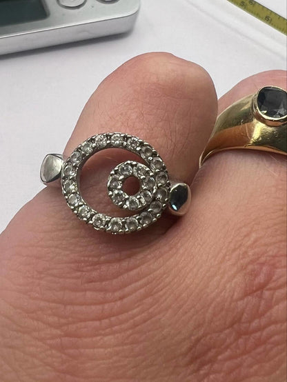 Quality 925 Sterling Silver Stone Set Ring • Size - Q • 4.38 Grams