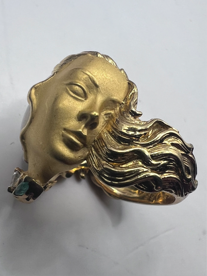 Rare Carrera Y Carrera 18ct Yellow Gold Baroque Pearl Lady’s Head Ring