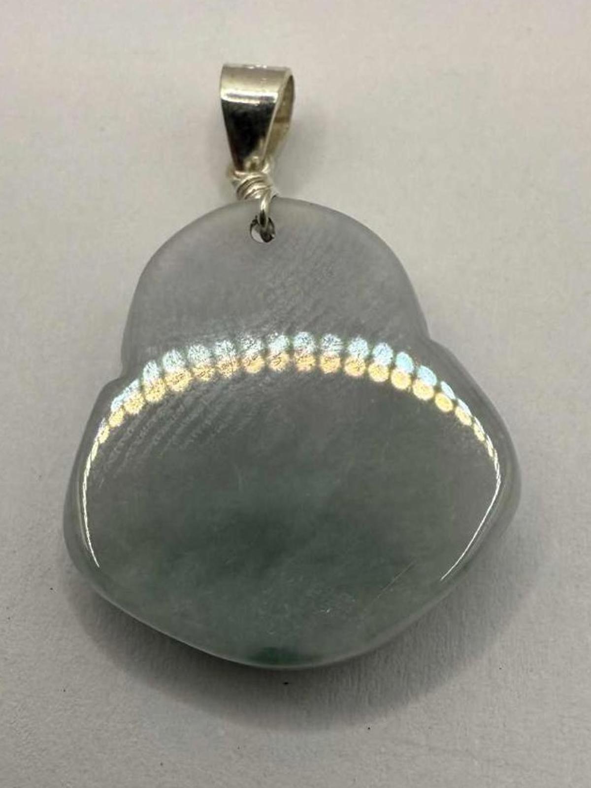 Quality 925 Bail Jade Buddha Pendant • 4.12 Grams