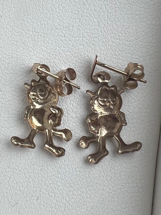 Quality 9ct Yellow Gold “Garfield” Earrings - 0.60 Grams