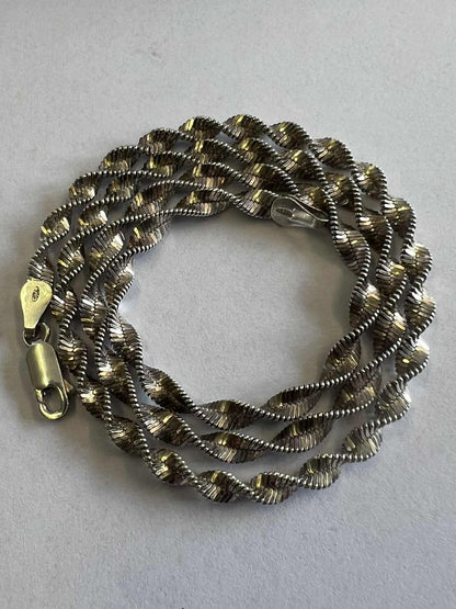 Quality 925 Sterling Silver Detailed Rope Chain • 18" • 12.64 Grams