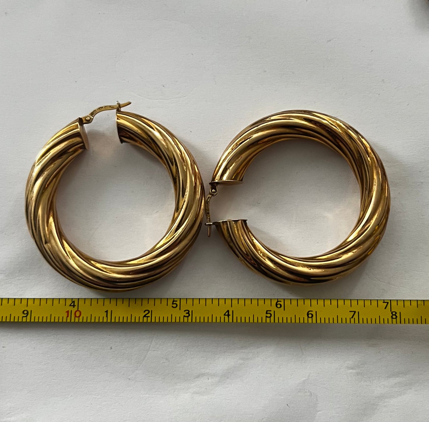 Heavy Italian 9ct Yellow Gold Twisted Hoops - 8.37 Grams