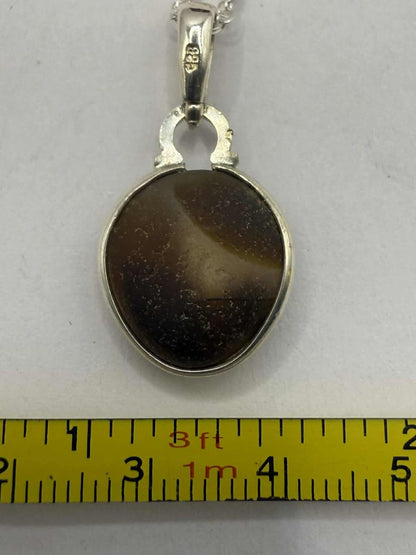 Quality 925 Sterling Silver Sea Glass Pendant & Chain Set • 5.61 Grams