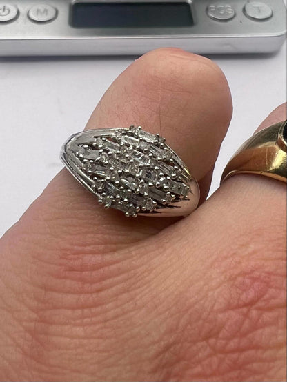 Quality 925 Sterling Silver White Stone Ring • Size - O • 4.05 Grams