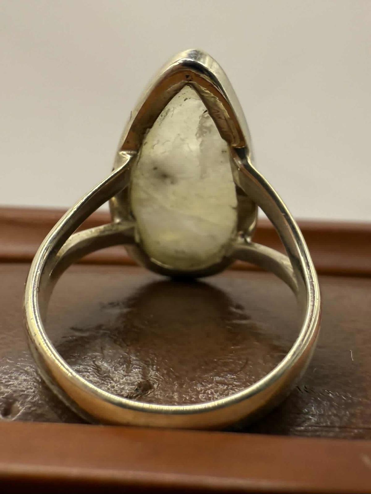 Quality 925 Sterling Silver Moonstone Set Ring • Size - N • 5.51 Grams