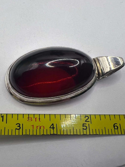 Quality 925 Sterling Silver Carnelian Set Pendant - 7.04 Grams
