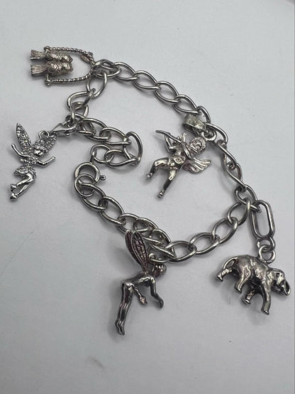 Quality 925 Sterling Silver Charm Bracelet - 19.41 Grams - 7 Inch