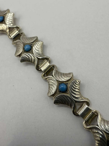 Quality 925 Sterling Silver Turquoise Set Bracelet • 15.19 Grams • 7 Inch