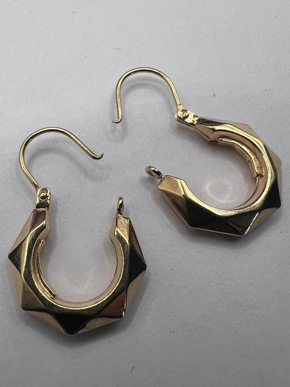 Vintage 9ct Yellow Gold Italian Hoop Earrings • 1.50 Grams